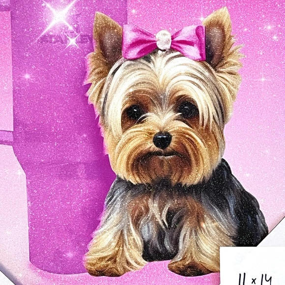 DESIGN DISTRICT STUDIO Wall Art Print Yorkie Dog Stanley Cup Pink 11"x14" Canvas - Picture 4 of 10